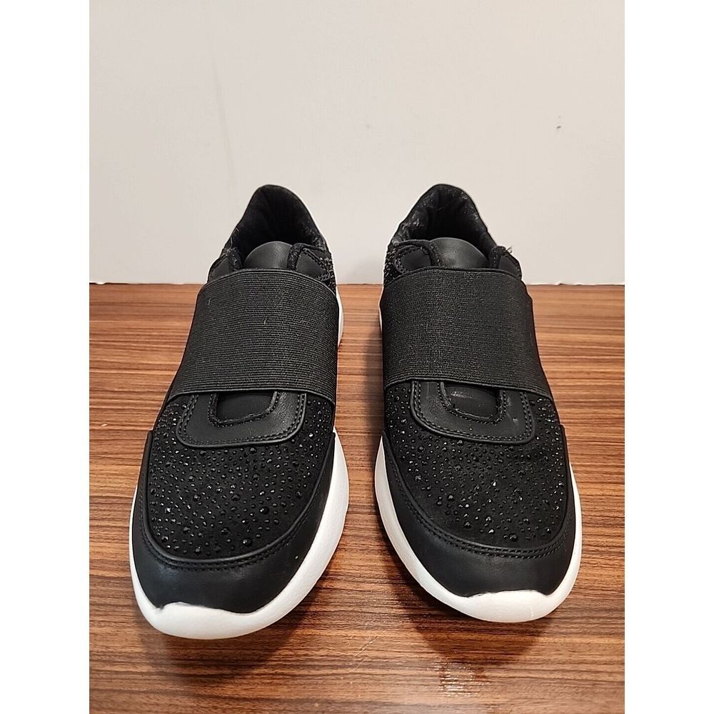 Unique J. Renee`Nenni Women's Black Studded Glitter Sneakers‎ Slip-On Shoes 8M